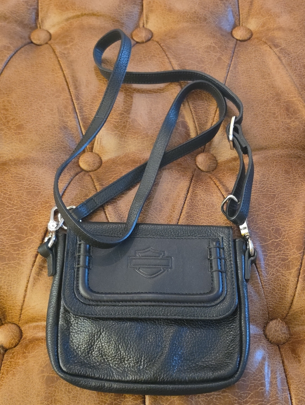 Harley-Davidson Black Leather Small Crossbody Shoulder Bag
